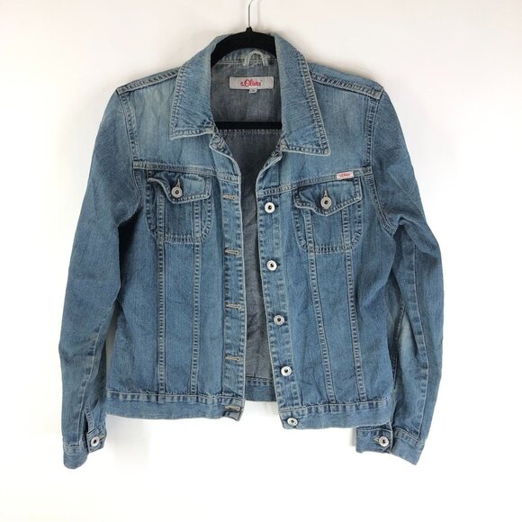 S Oliver Womens Denim Jacket Vintage Retro Trucker Medium Wash Cotton M - Picture 1 of 4